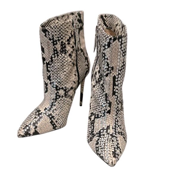 JLo Jennifer Lopez Frankalina Snake Print Rhinestone Booties Size 8 - Picture 1 of 7